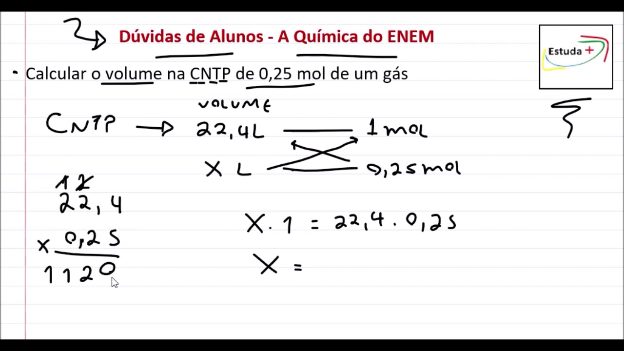 Calcular o volume na CNTP de 0,25 mol de um g&aacute;s