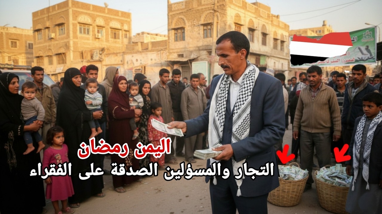 التجار والمسؤلين فى اليمن مبادرة بتقديم الخير للمستحقين فى شهر رمضان المبارك شعب عظيم للفزعة