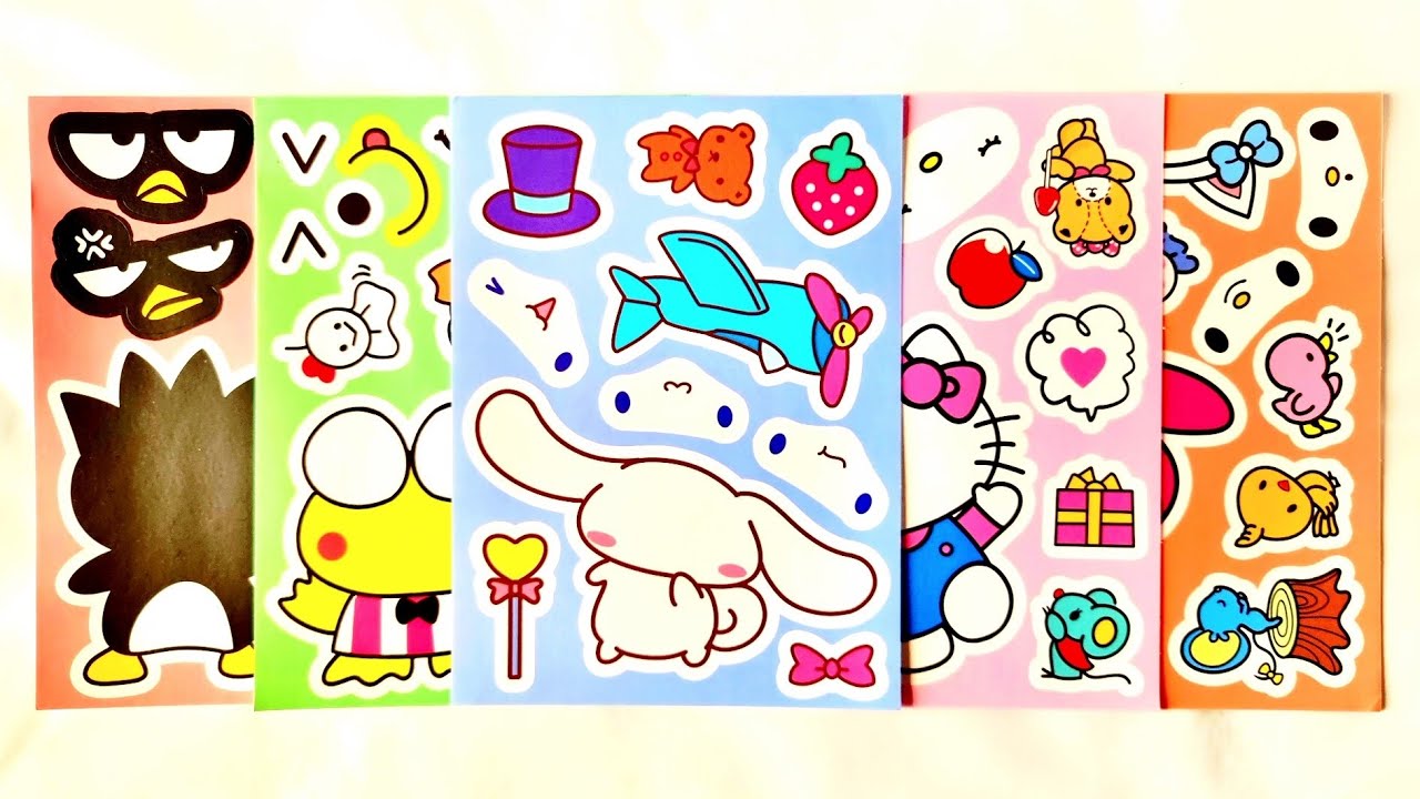 Sanrio Puzzle Face Changing Dress up Stickers DIY ASMR Keroppi hello kitty cinnamoroll my melody