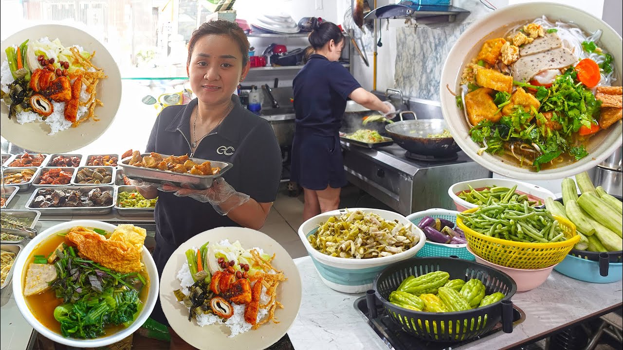Hiếm Thấy Quán Cơm 10K Ngon Rẻ Em Gái Dễ Thương Nấu 20 Món Ngon, Bún Huế Nước Lèo Hút Khách