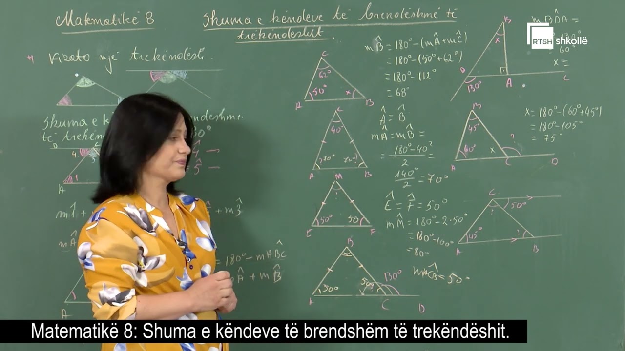 Shuma e këndeve të brendshëm të trekëndëshit | Matematikë 8