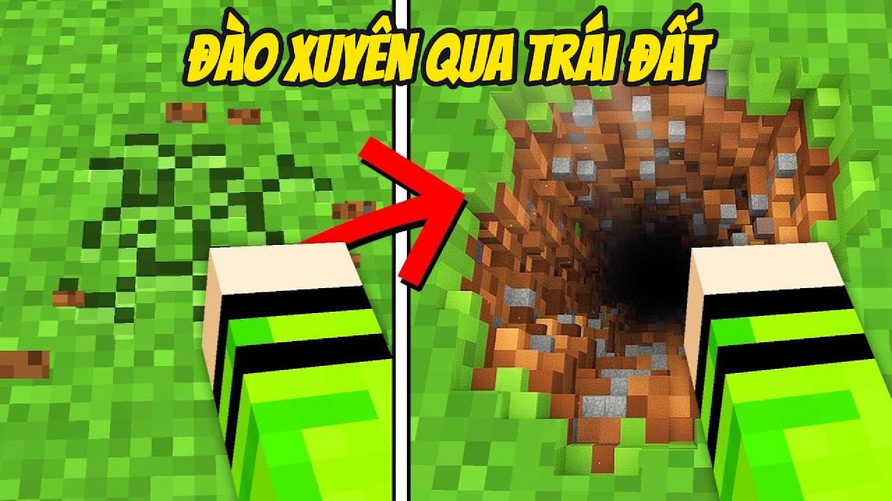 THỬ THÁCH ĐÀO XUYÊN QUA TRÁI ĐẤT KHÁM PHÁ BÍ MẬT NGUY HIỂM TRONG MINECRAFT BẤT ỔN 🤣