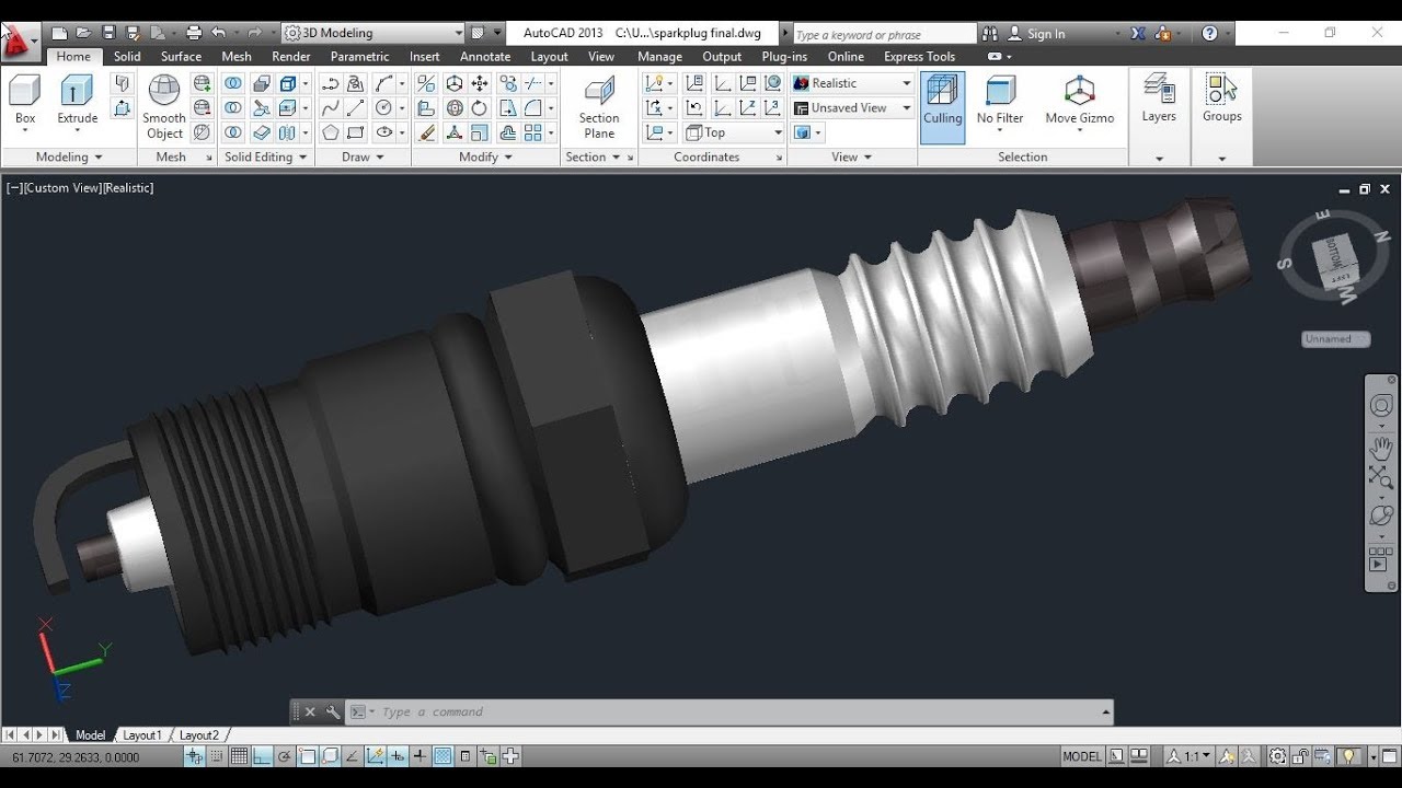Autocad 3d spark plug Modeling in autocad (ⓐⓤⓣⓞⓒⓐⓓⓒⓜⓓ) ✅