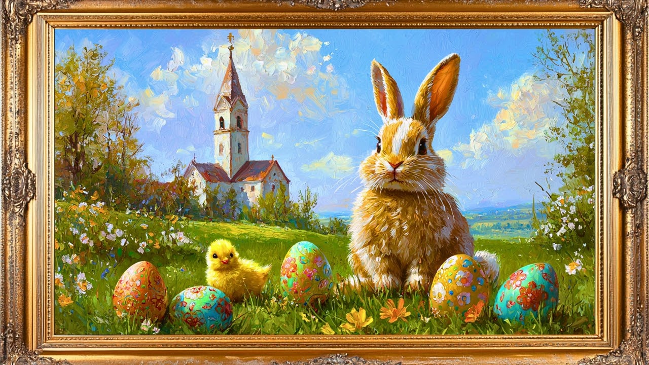 Vintage Easter | Oil Painting | Spring Frame TV Art Screensavers with Gold Frame | Frame Art 4K