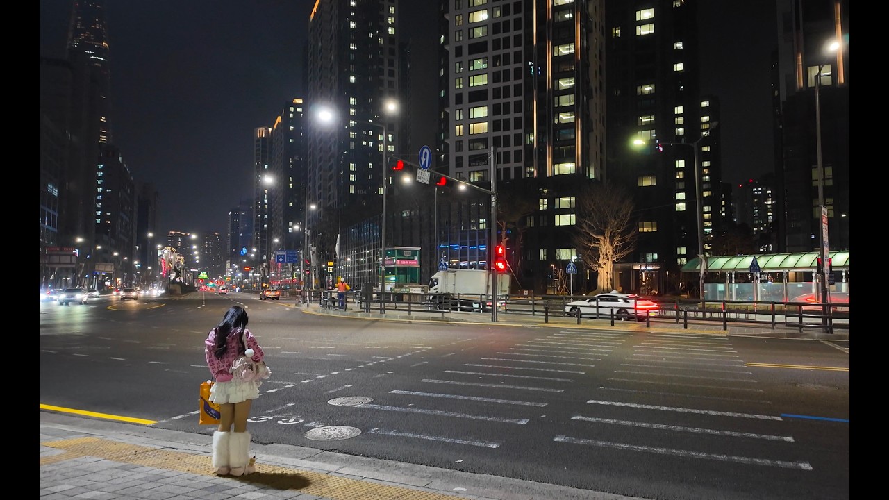 Walking around Gangnam Luxury Residential Area at Night