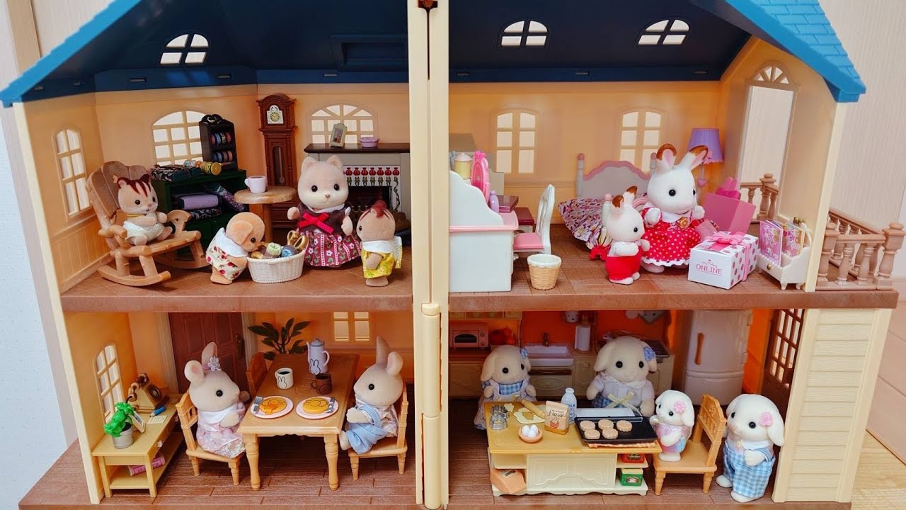 シルバニアファミリー カーポートのある青い屋根のお家 リーメント sylvanianfamilies calicocritters 森林家族