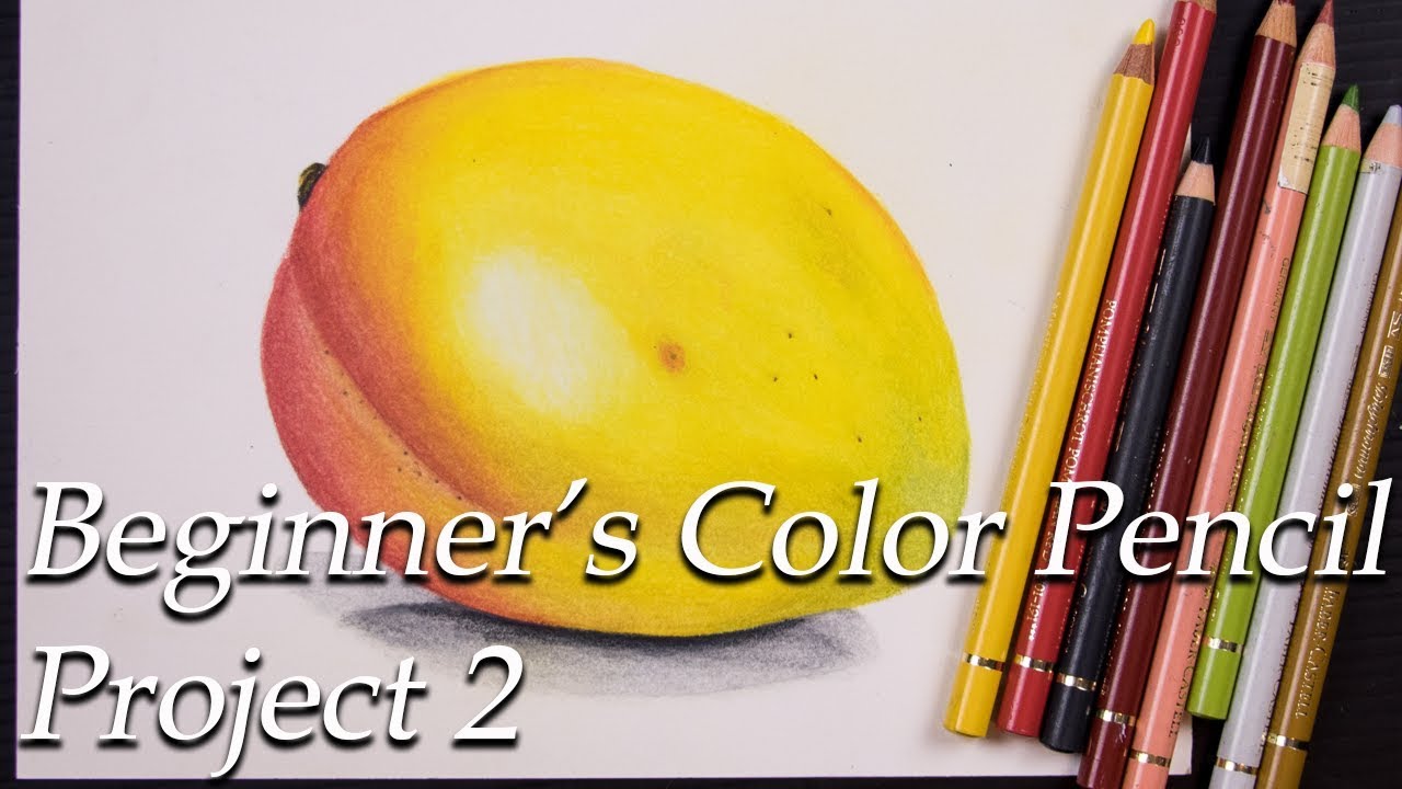 A Beginner's Color Pencil project -2 . Blending Colors to draw a Mango