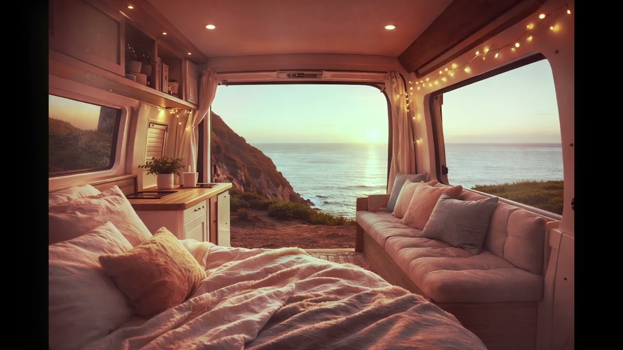 Peaceful Van by the Ocean 🌊 3 Hours of Calming Waves for Reading, Relaxing & Slow Mornings