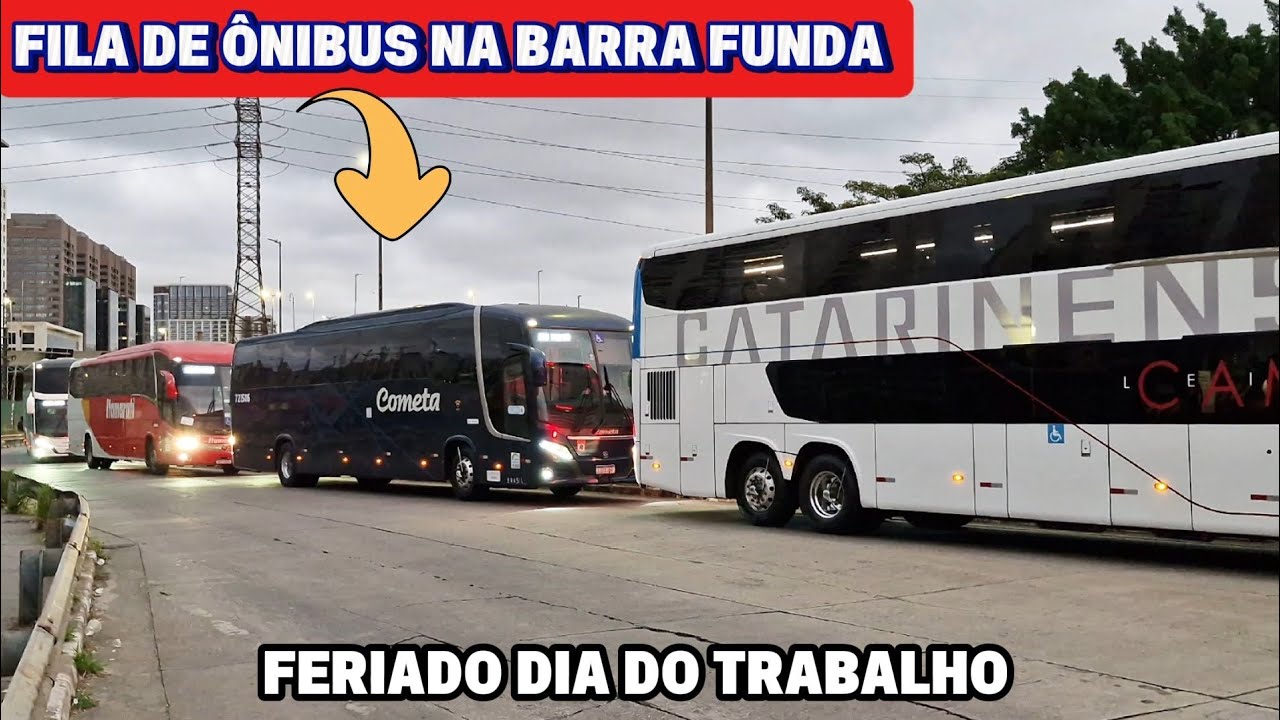 DEU FILA ! MOVIMENTO DE ÔNIBUS NA RODOVIÁRIA DA BARRA FUNDA ( SP ) , FERIADO DIA DO TRABALHO