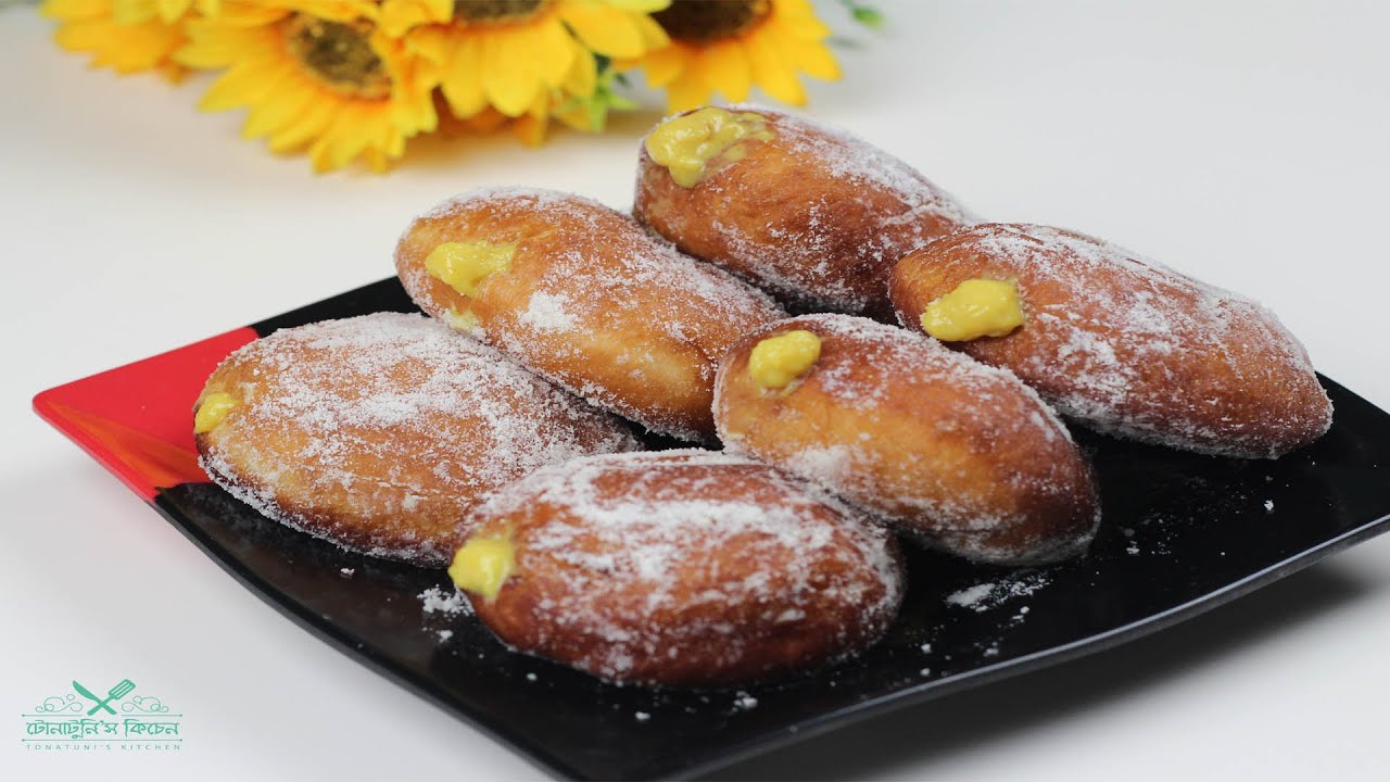 Custard Cream Donuts | কাস্টার্ড ক্রীম ডোনাট | Custard filled doughnuts recipe in bangla | ডোনাট