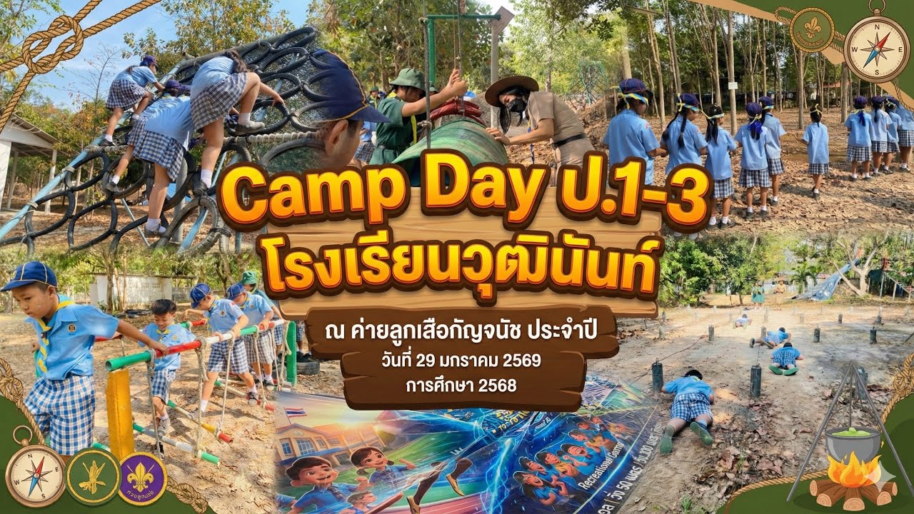 Camp Day ป.1-3 โรงเรียนวุฒินันท์ ณ ค่ายลูกเสือกัญจนัช ประจำปี วันที่ 29 มกราคม 2569 การศึกษา 2568  