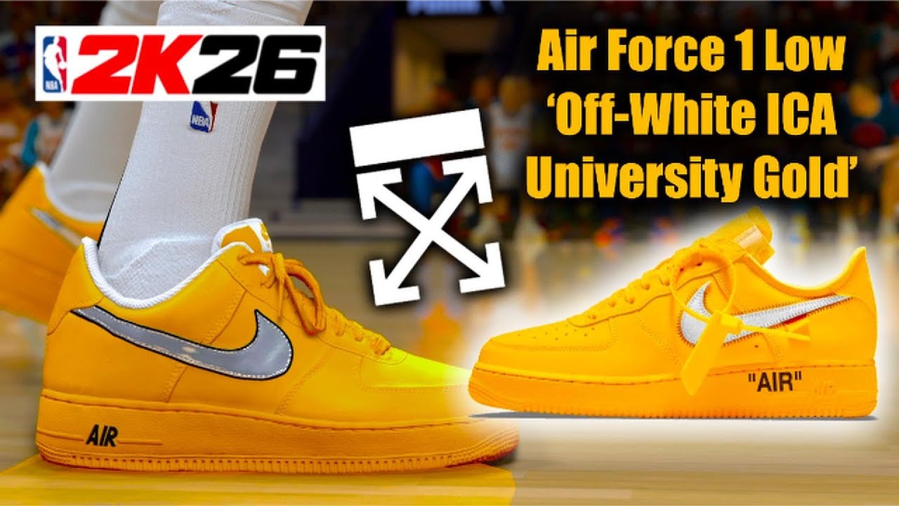 NBA 2K26 Shoe Creator - Air Force 1 Low Off-White ICA University Gold