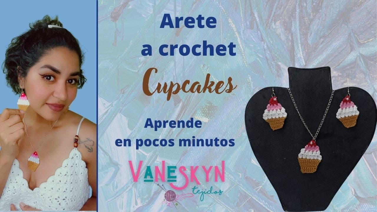 diviértete aprendiendo como hacer un Arete super fácil con forma de CUPCAKES 🧁 a crochet!