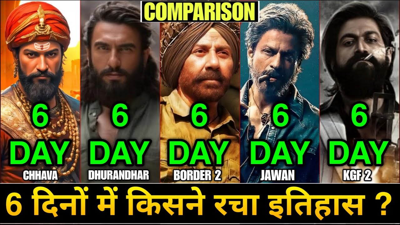 Border 2 vs Dhurandhar vs Chhava vs Jawan vs KGF 2 Box Office Collection Day 6, Sunny Deol, Varun D