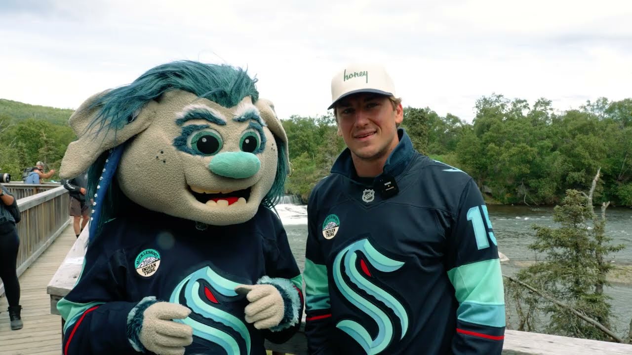 Kraken mascot Buoy escapes surprise bear encounter during Alaska fly fishing trip