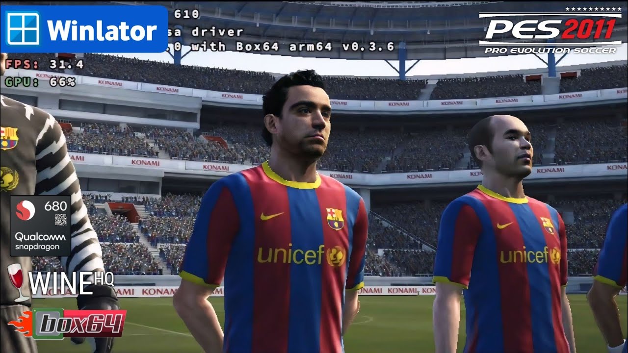 PES 2011 на Android | Winlator 11 (бета) | Snapdragon 680 | 4 ГБ ОЗУ