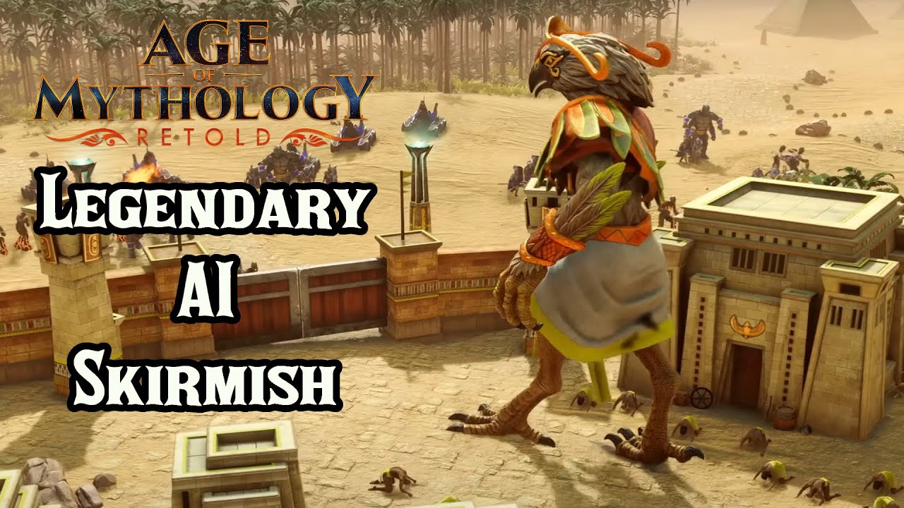 Defeating the Insane Legendary AI, 1v1 Skirmish, Isis vs Gaia - Age of Mythology: Retold