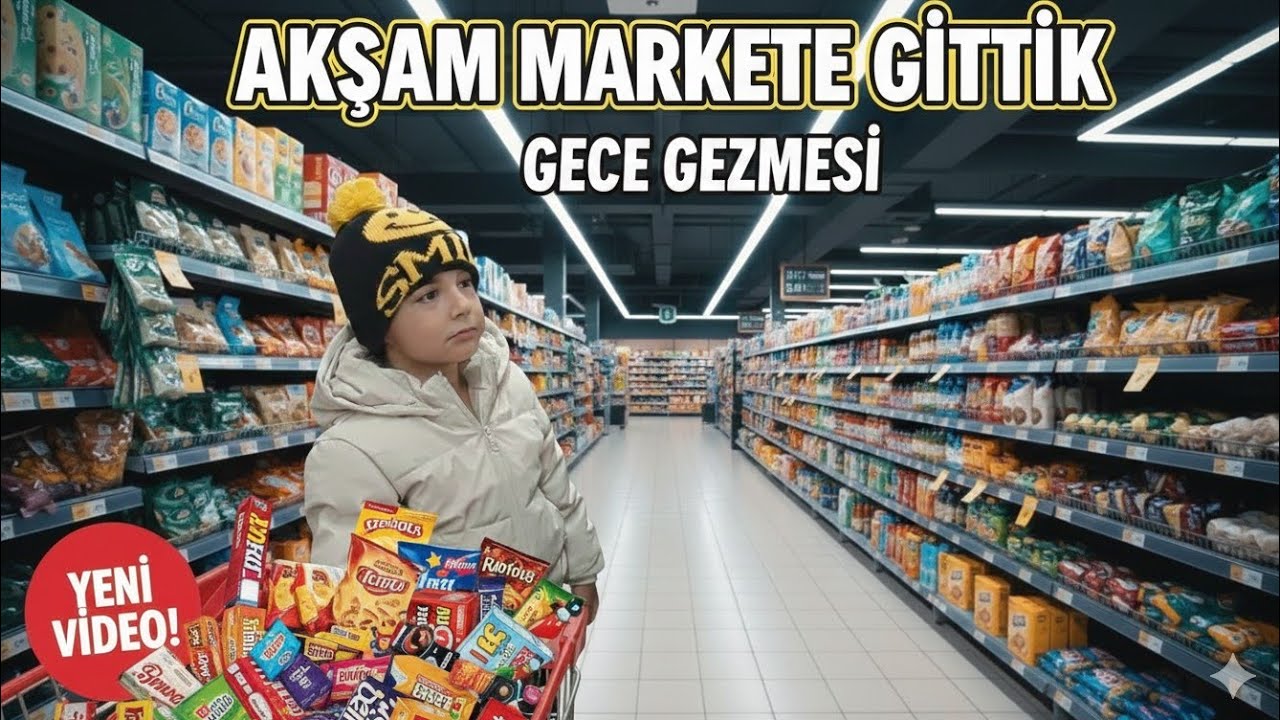 DAVUT İLE AKŞAM MARKETE GİTTİK🛒🛍🍎🍓🍊çocuklar için eğlence videosu