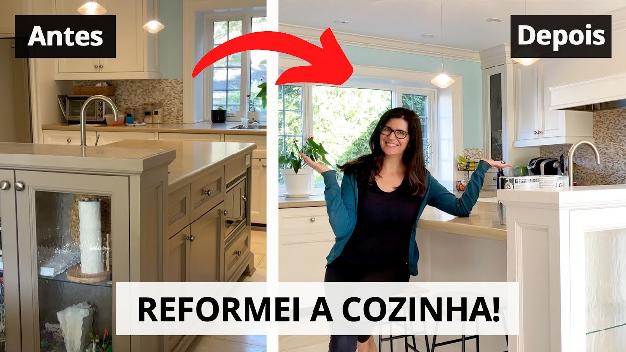 Transformei minha cozinha! | Reforma da ilha e estante com antes e depois