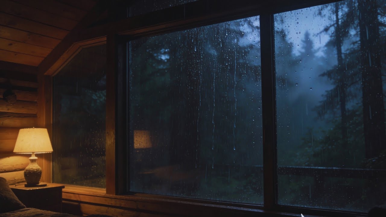 Rain on Cabin Window at Night 🌧️ Cozy Sleep Sounds | ASMR Rain