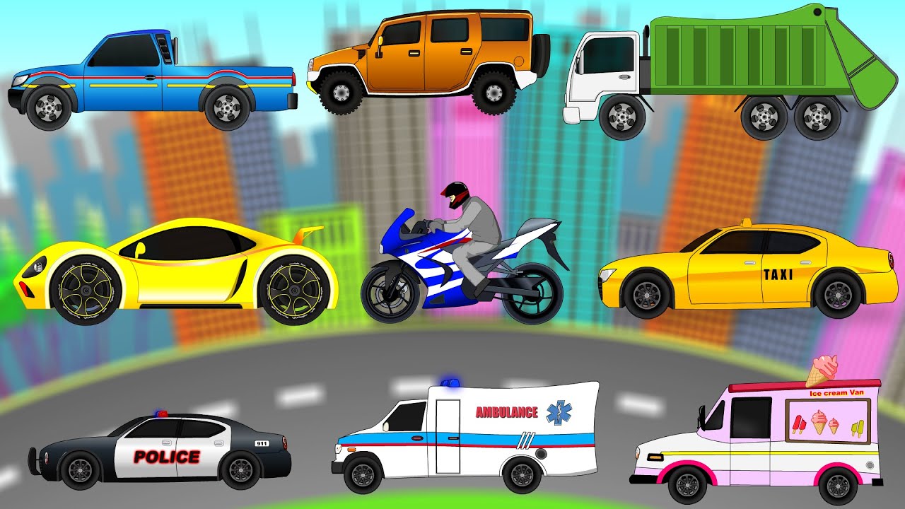 Learning Street Vehicles | Cars and Trucks for Kids | Videos for Children