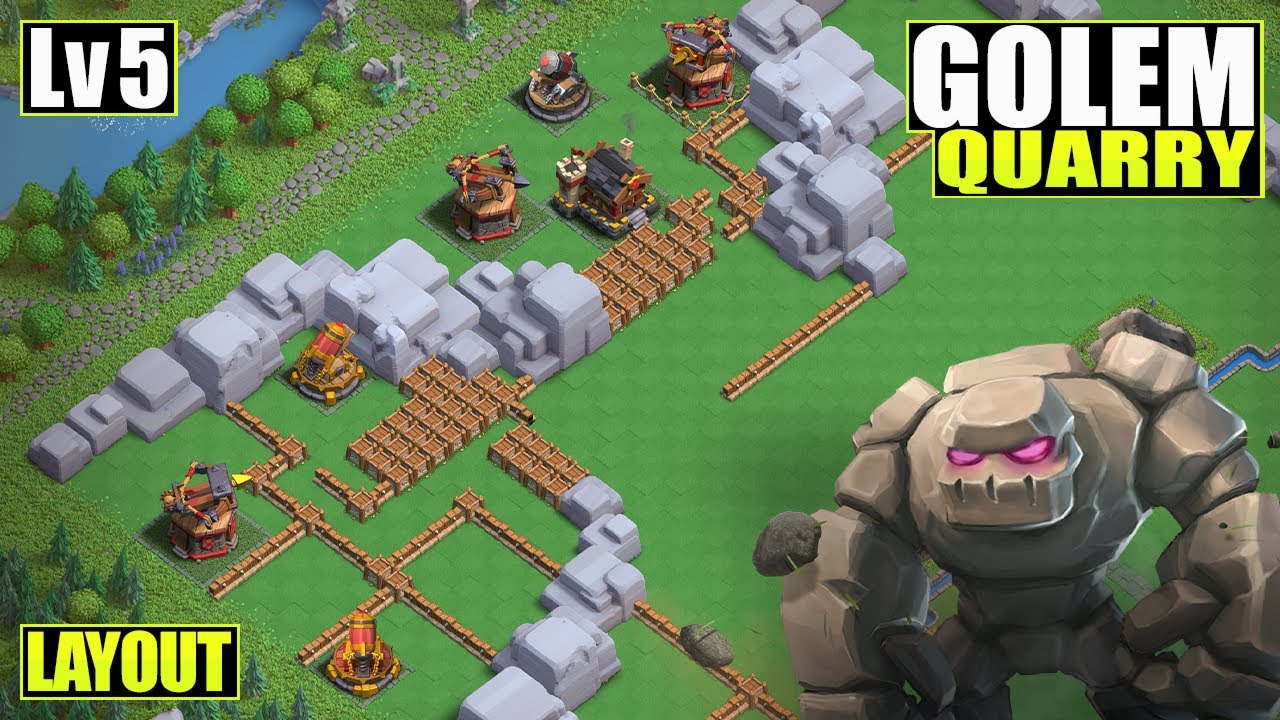 NEW BEST Base Layout for Golem Quarry lv.5 + copy link (UPDATED)(Anti Graveyard)