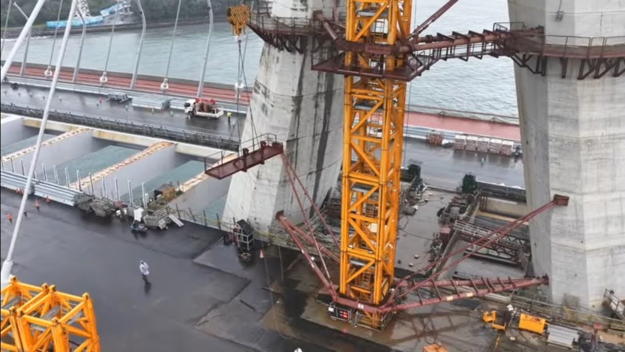 2026.03.06  淡江大橋  主橋塔 河中 施工 各區更新進度施工概況  空拍 LIVE 直播