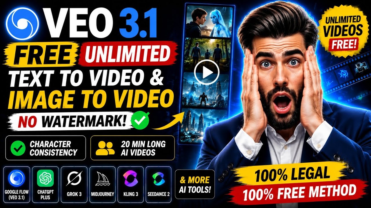 VEO 3.1 FREE Unlimited Text to Video & Image to Video (No Watermark)