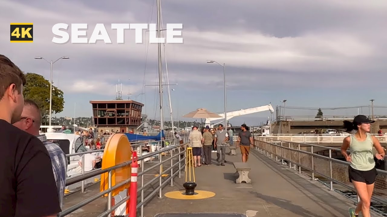 [4K HDR] SEATTLE Walk: Ballard Locks Virtual Tour - USA Travel Video