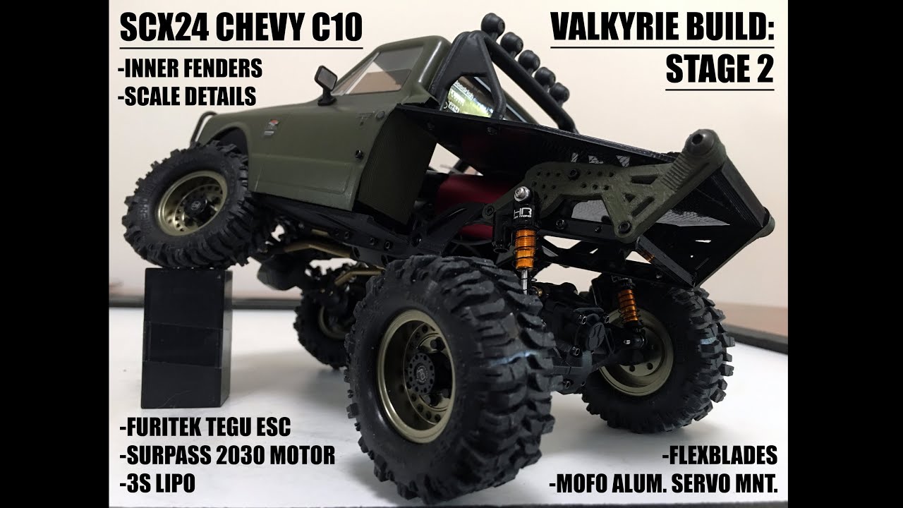 SCX24 C10 BUILD: STAGE 2 - TEGU ESC, SURPASS 2030 4500KV MOTOR, MOFO ALUM SERVO MNT, BUMPER, MIRRORS
