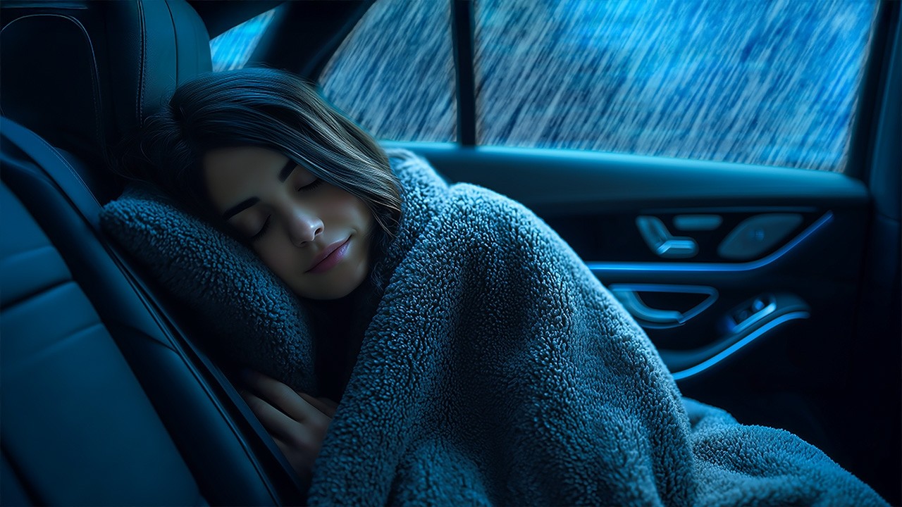 Car Roof Rainstorm Night Ambience | Heavy Rain Sounds for Sleep, Relaxation & Meditation