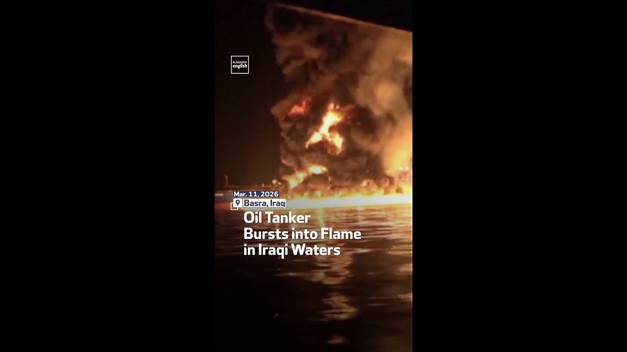 Oil Tanker Bursts into Flame in Iraqi Waters