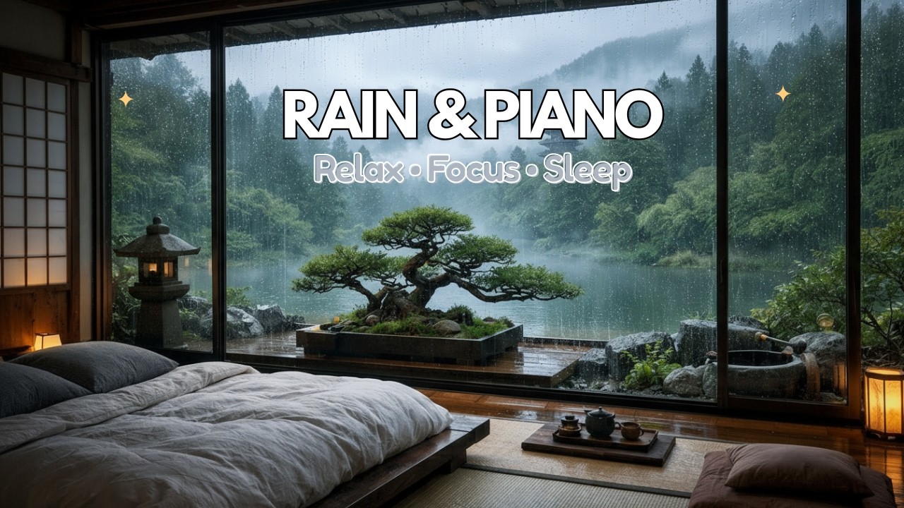 Close Your Eyes Slowly, Rain Sounds and Soft Piano Music for Deep Sleep and Stress Relief Tonight