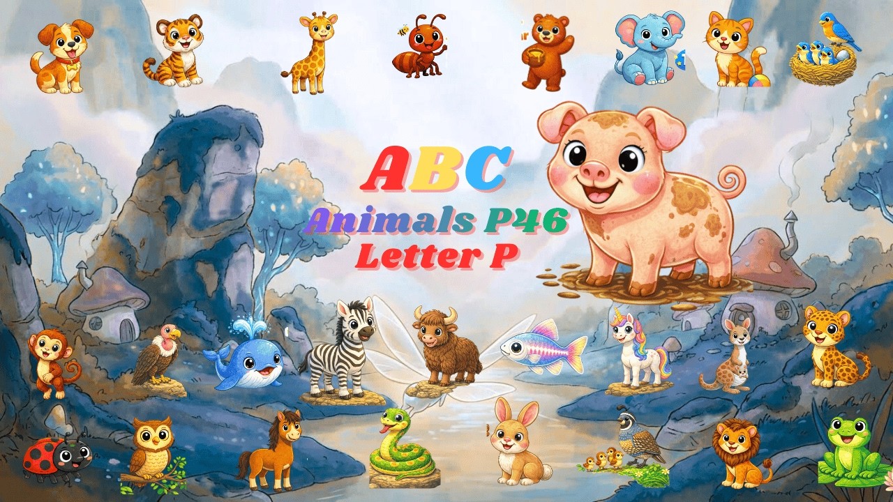 Животные зоопарка ABC, страница 46, «P — значит свинья» | Детская песенка для детей | Детское тел...