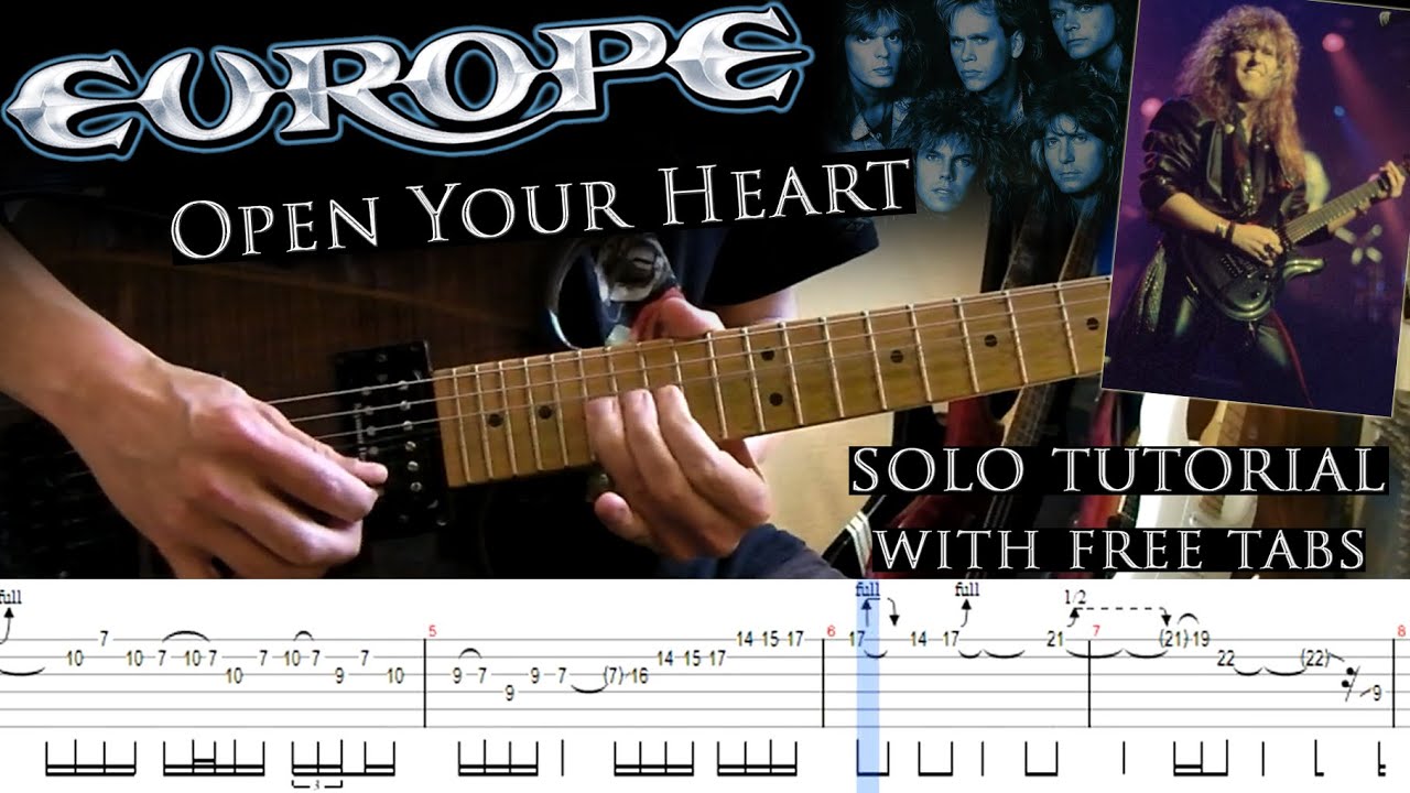 Europe - Open Your Heart (1988 version) guitar solo lesson (with tablatures and backing tracks)