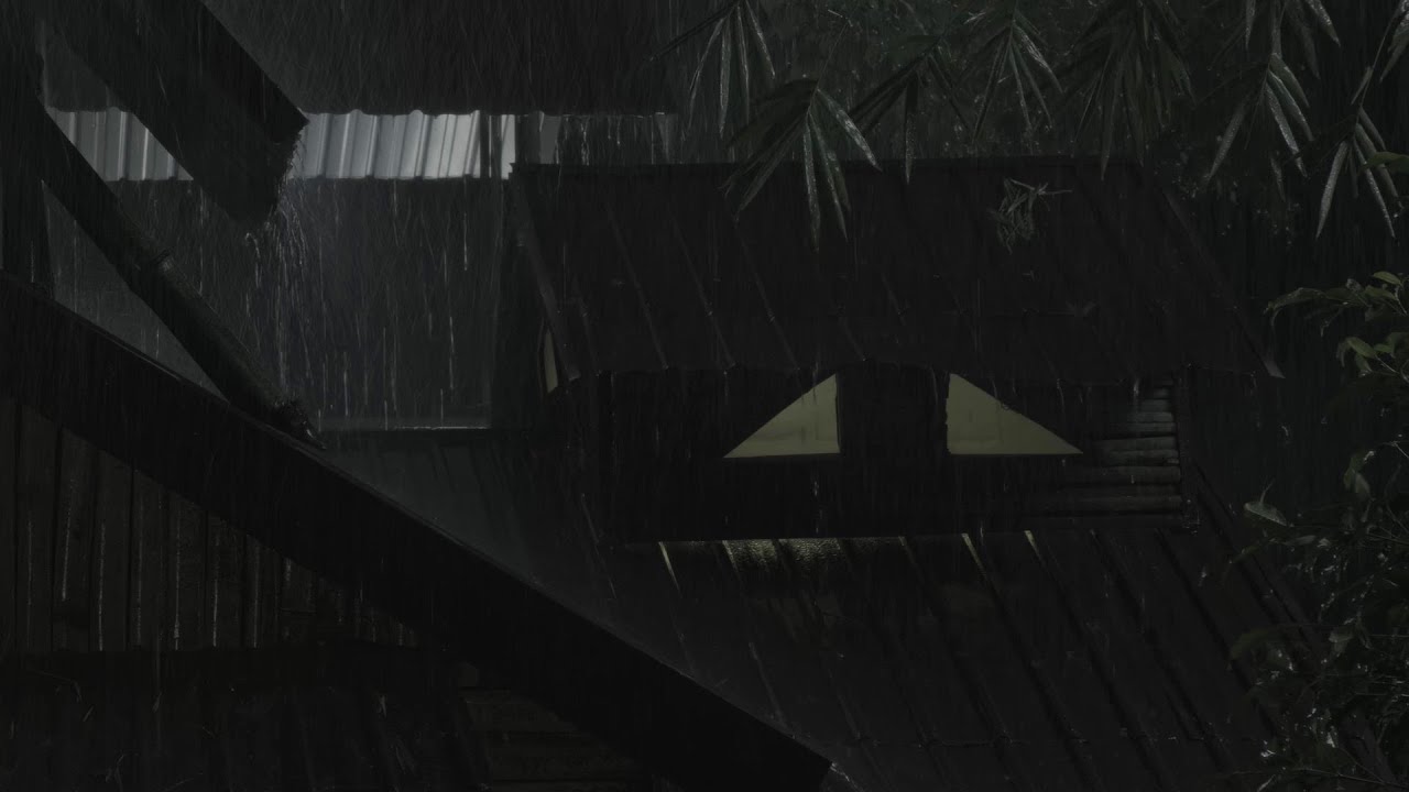 Deep Sleep Instantly with Rain Sounds on Metal Roof in a Rainforest at Night