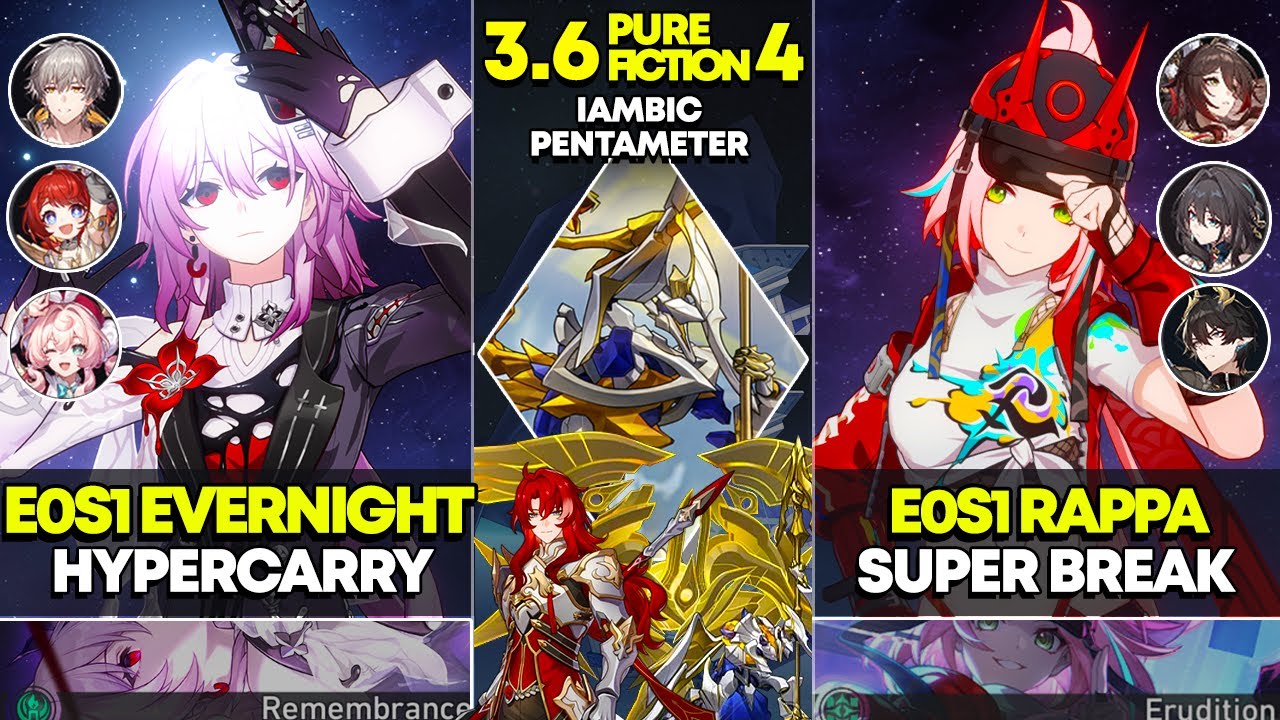 E0S1 Evernight Hypercarry и E0S1 Rappa Super Break | Pure Fiction 4 | Honkai Star Rail 3.6