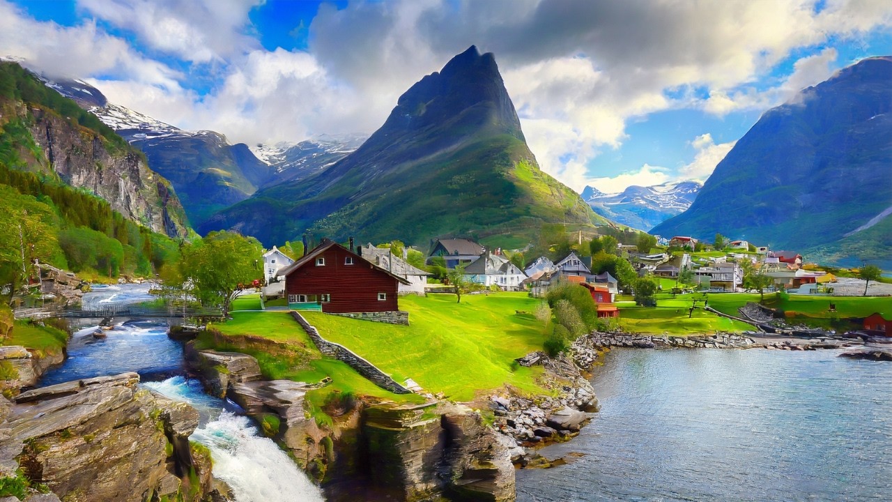 Flam NORWAY 🇳🇴 Norway Walking Tour 🌸 Beautiful Village in Europe 4K 🌞 Summer 60fps