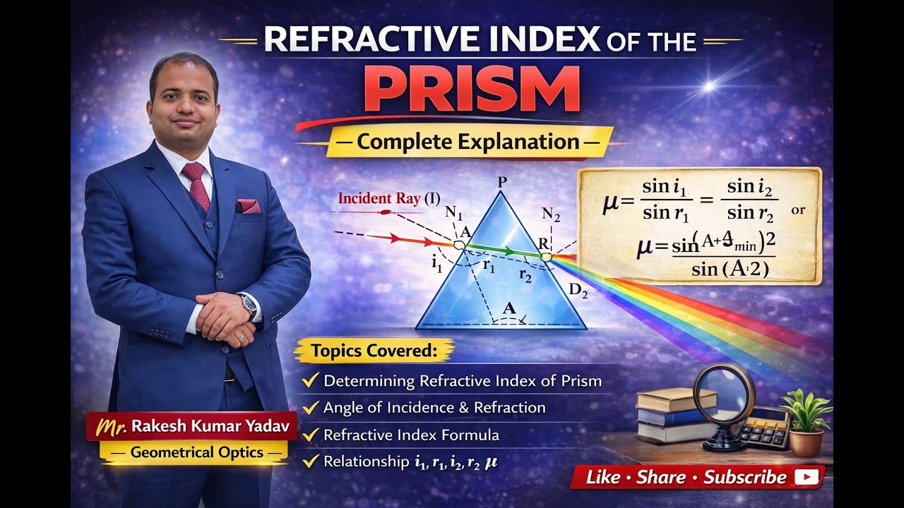 Refractive Index of Prism | Minimum Deviation Method | Geometrical Optics