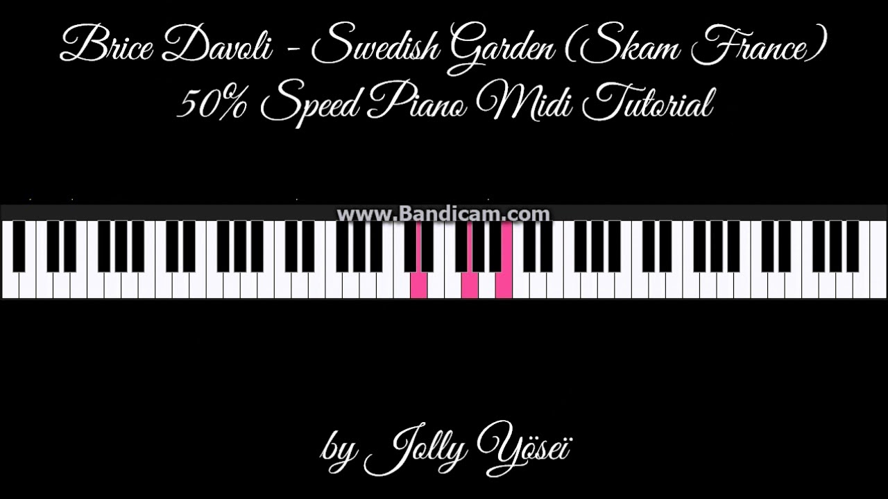 Brice Davoli - Swedish Garden (Skam France) Piano Midi Tutorial 50% & 100% Speed