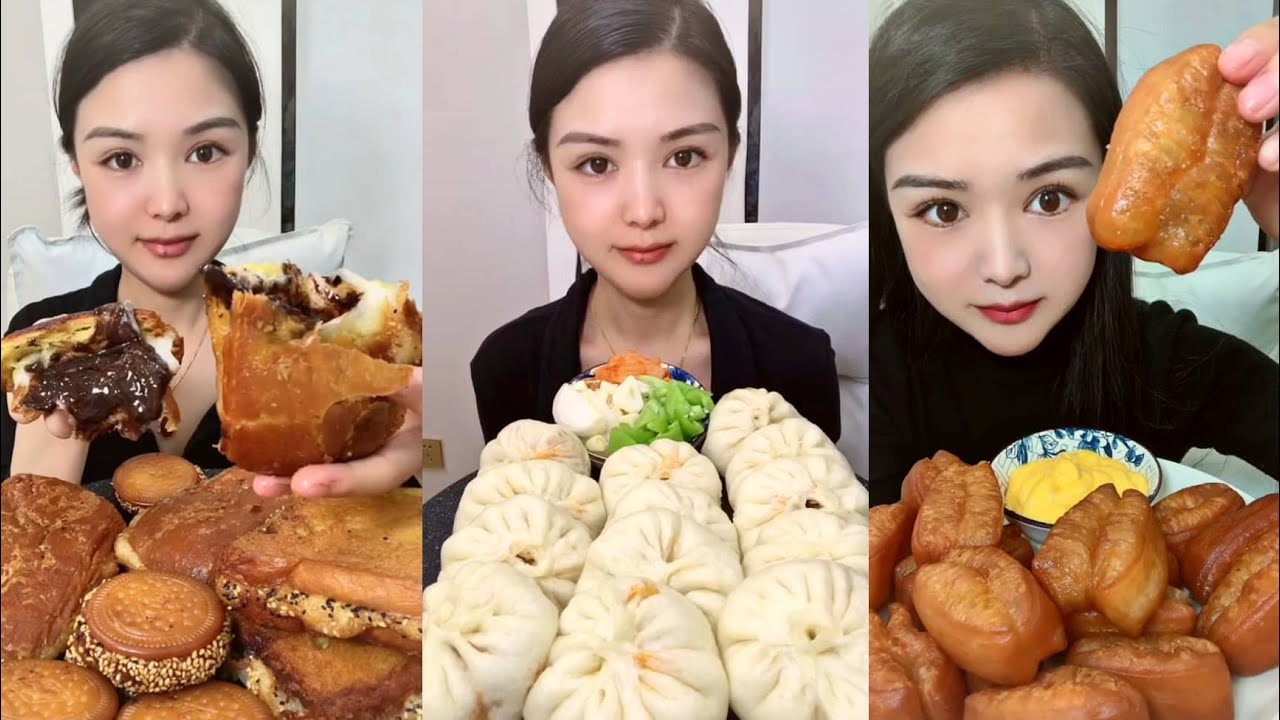 Asmr Chinese Food Eating Mukbang | 찐빵만두과 고기 먹방 | 튀김팬빵 먹방 | 중국먹방/튀긴떡 먹기 | 팬빵,찹쌀떡,쿠키 | 중국음식 먹기 리얼사운드