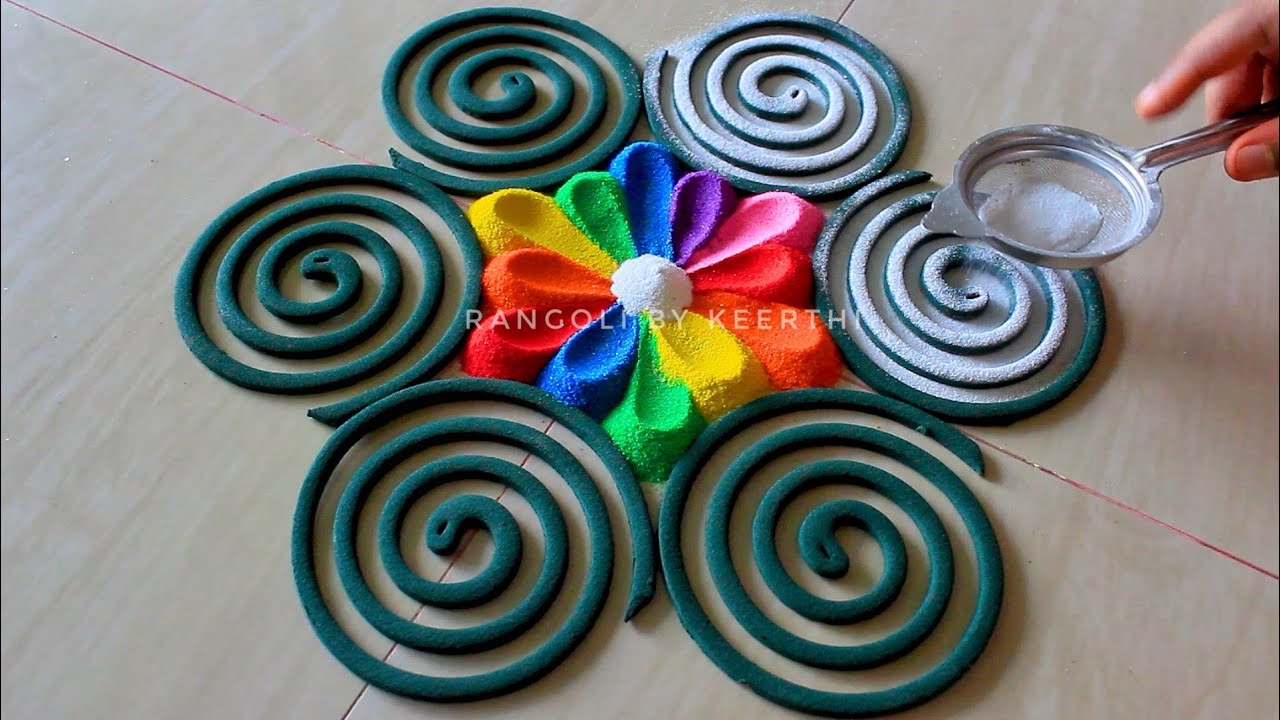 3 Very easy diwali rangoli designs l kojagiri purnima rangoli l Rangoli by keerthi for diwali 2020
