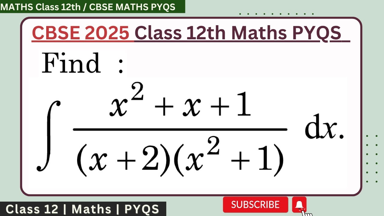 Find int (x²+x+1)/((x+2)(x²+1)) dx | Find int (x^2+x+1)/((x+2)(x^2+1))dx #integration #cbse2025paper
