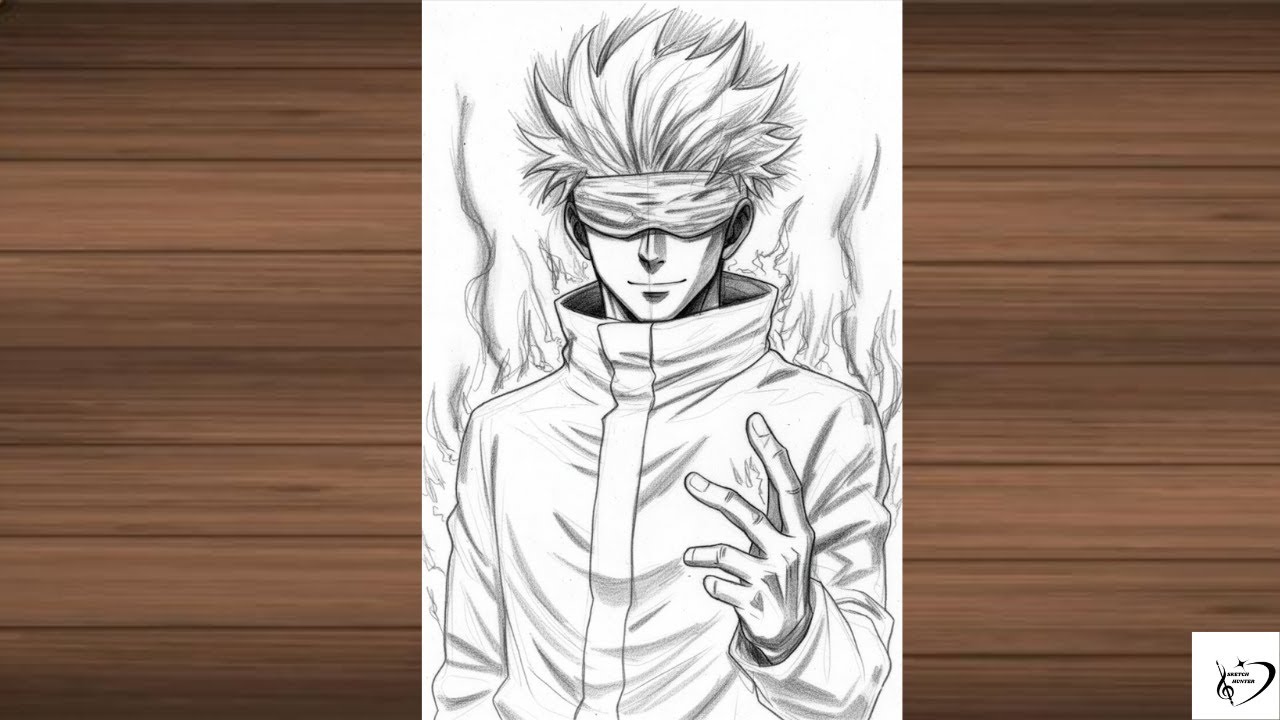 How To Draw Gojo with (Aura)  | Step-by-Step JJK Anime Tutorial |Easy Gojo Drawing for Beginners