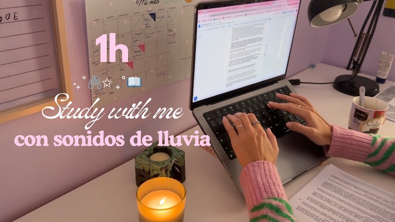 Study With Me 1 hora ₊˚.🎧📓✩¡🌧️ lluvia | sin pausas | concentración real