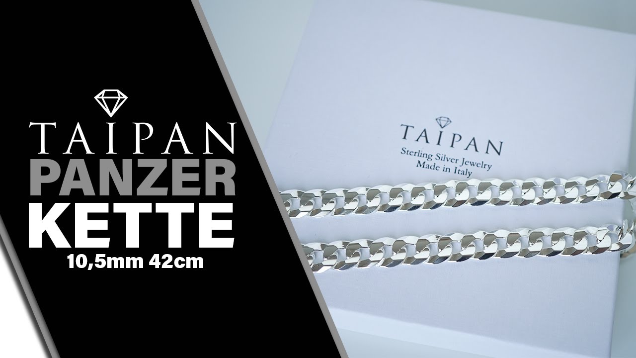 Taipan Flach Panzerkette 10,5mm breit 42cm lang 925 Sterling Silber