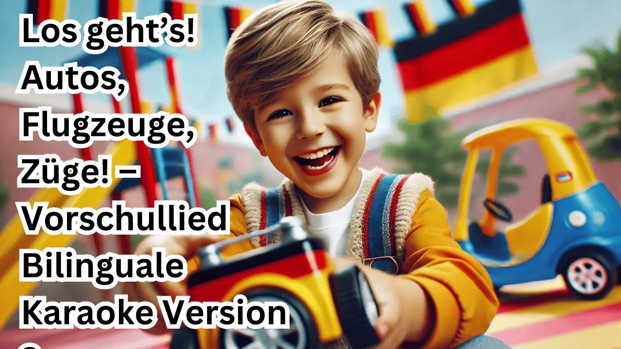 Los geht’s! Autos, Flugzeuge, Züge! – Vorschullied Bilinguale Karaoke Version 2