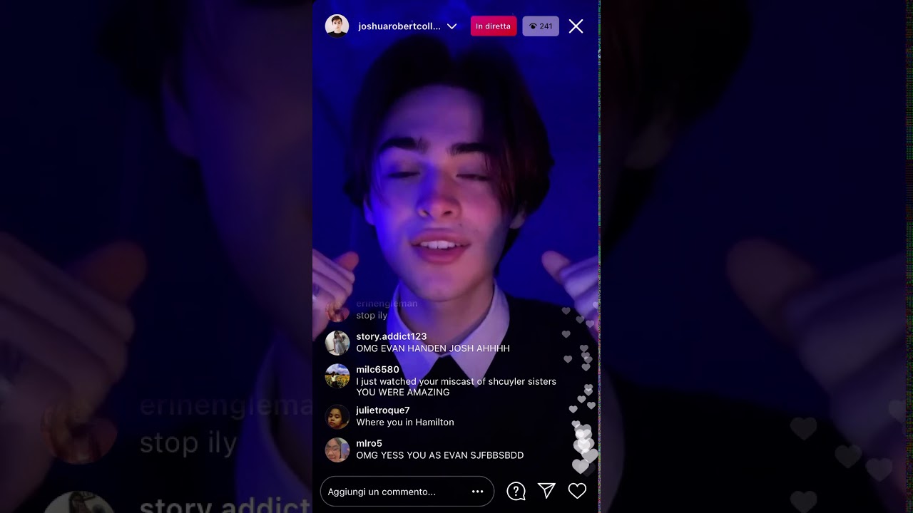 Joshua Colley singing You’ll Be Back from Hamilton on Instagram Live