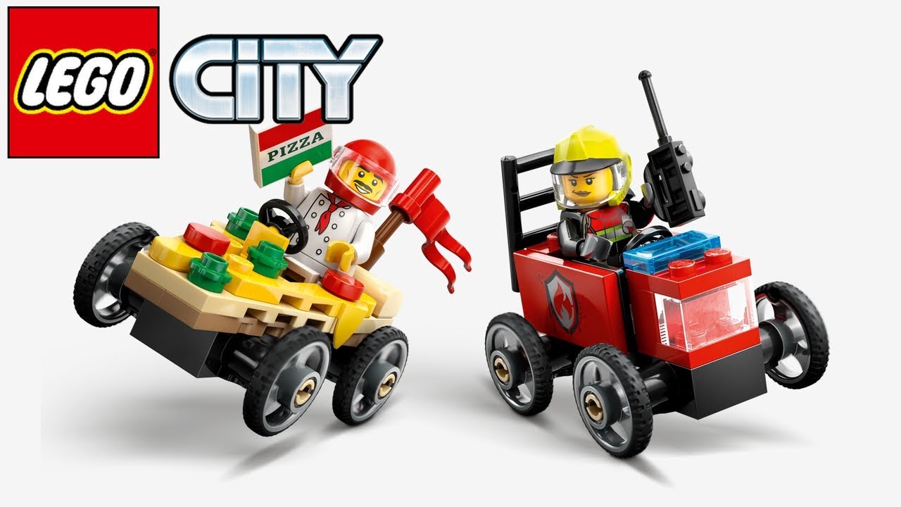 LEGO City Pizza vs. Fire Truck Race Car Pack 60458 - Speed Build Review | LEGO 60458