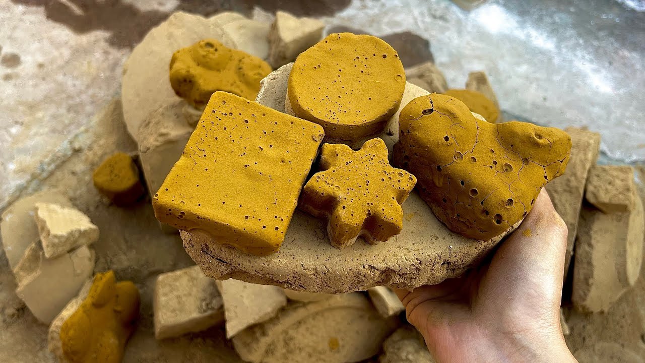 Omg New 🍁|| Pure Clay Mud Different shapes Dry floor crumbling asmr super satisfying sounds #asmr 